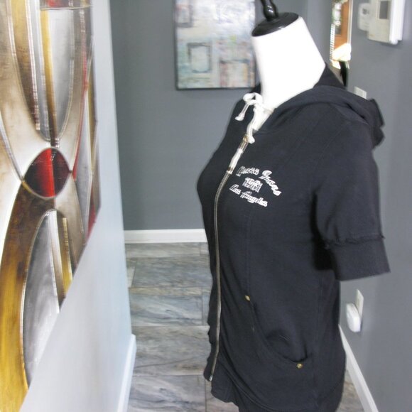 GUESS Black Short Sleeve Logo Hoodie Size Large - Picture 4 of 6